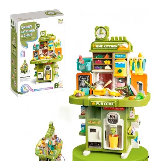 Kitchen Set With Light And Sound Spray Function 2 In 1 - Green