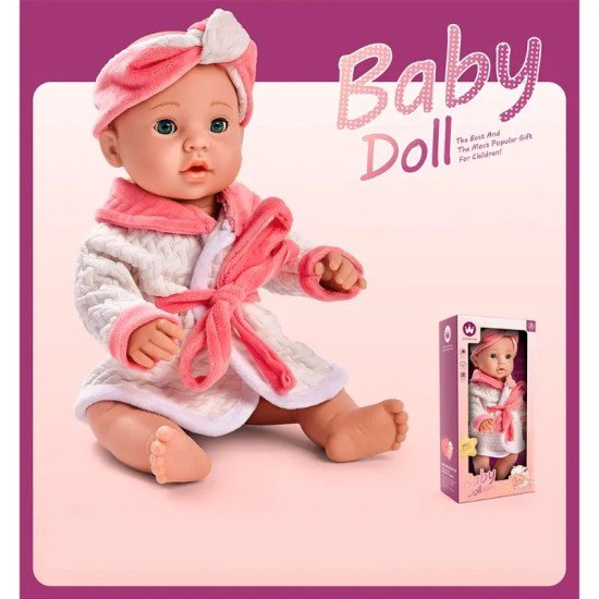 Baby Imitation Doll With Bathrobe - 16 Inch