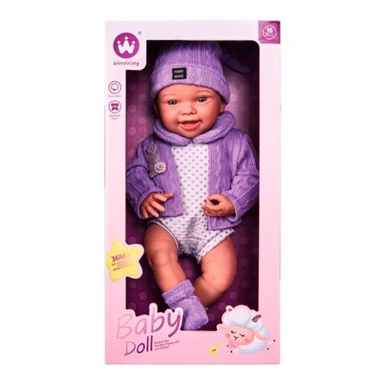 Baby Imitation Doll With Purple Clothes - 16 Inch