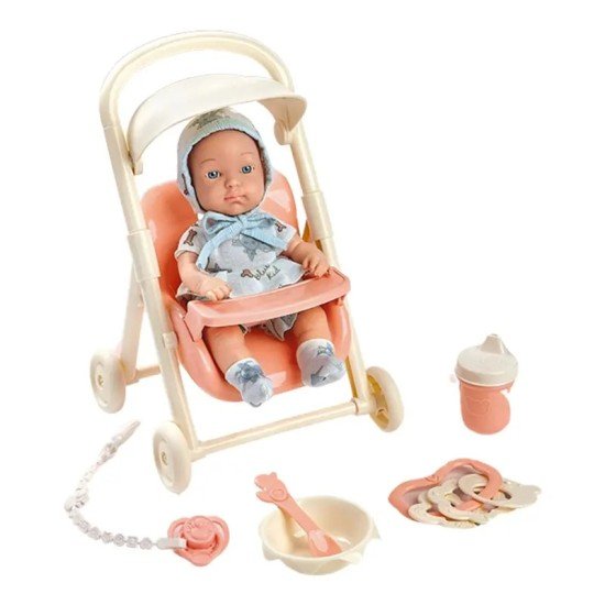 Baby Carriage Imitation Doll - 9 Inch