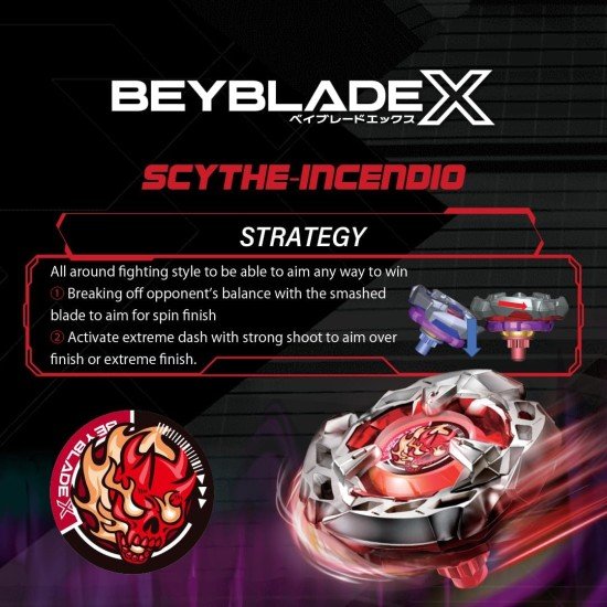BEYBLADE X Takara Tomy Launcher Scythe Incendio