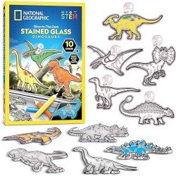 National Geographic Glow In The Dark Dinosaur Stained Glass Art Kit National Geographic Glow In The Dark Dinosaur Stained Glass Art Kit