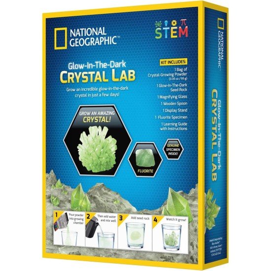 National Geographic Glow-in-The-Dark Crystal Growing Lab - DIY Crystal Creation