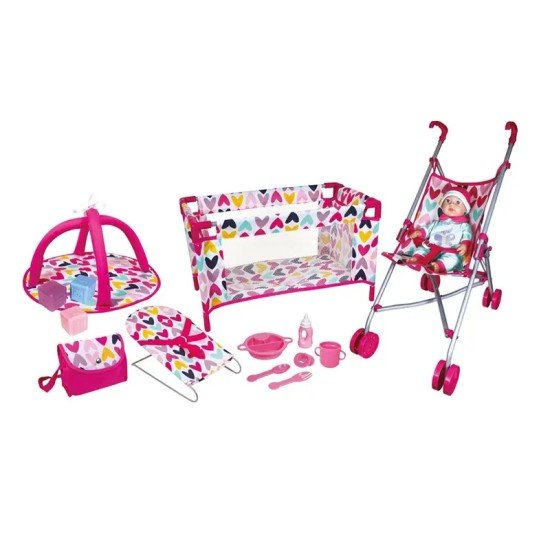Lissi - Nursey Play Set With Baby Doll - 15 pcs