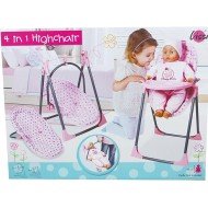 Lissi - Doll Accessory Set 4 in 1 High Chair Rocker and Swing