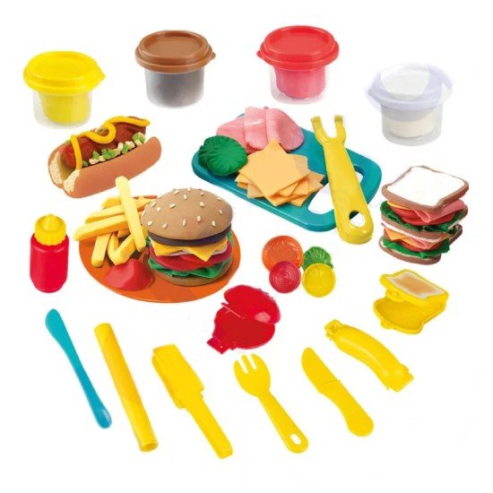 Play Go Burger Kitchen for Kids with Dough Included