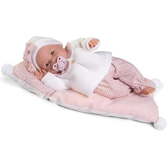 Antonio Juan Munecas Bimba Dolls in Her Doll's Bed with Sound 37 cm