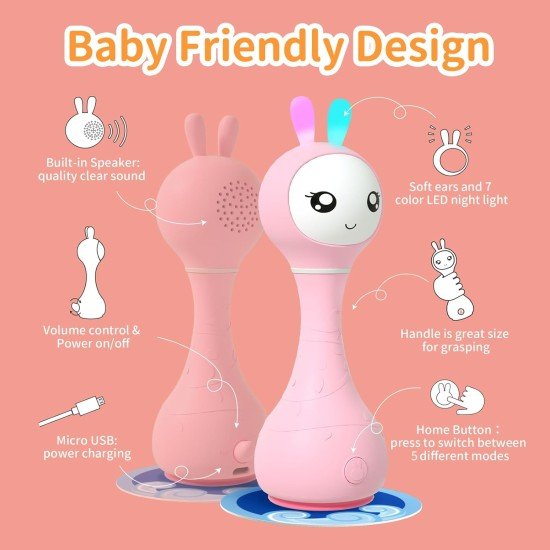 Alilo - Smarty Bunny Baby Rattle Pink