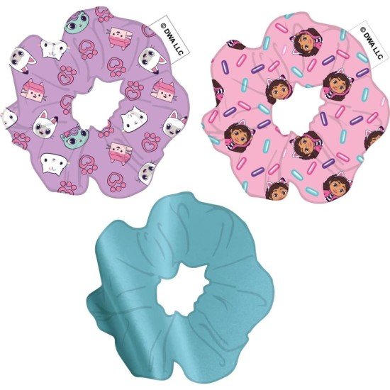 Gabby's Dollhouse - 3 Piece Fabric Scrunchies for Girls