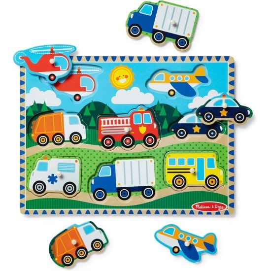Melissa & Doug - Vehicles Wooden Peg Puzzle