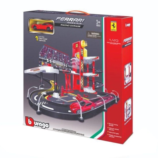 Bburago - 1:43 Ferrari R&p Racing Garage With 1 Car