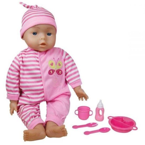 Lissi Dolls Talking Baby Bella With Feeding Accessoires
