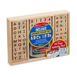 Melissa & Doug Deluxe Wooden Stamp Set - Abcs 123s