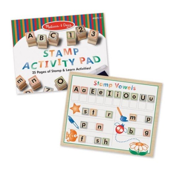 Melissa & Doug Deluxe Wooden Stamp Set - Abcs 123s