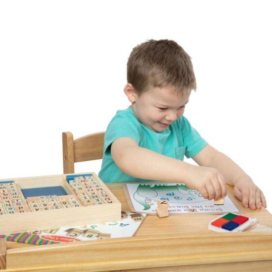 Melissa & Doug Deluxe Wooden Stamp Set - Abcs 123s