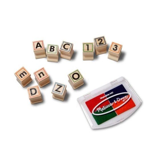 Melissa & Doug Deluxe Wooden Stamp Set - Abcs 123s