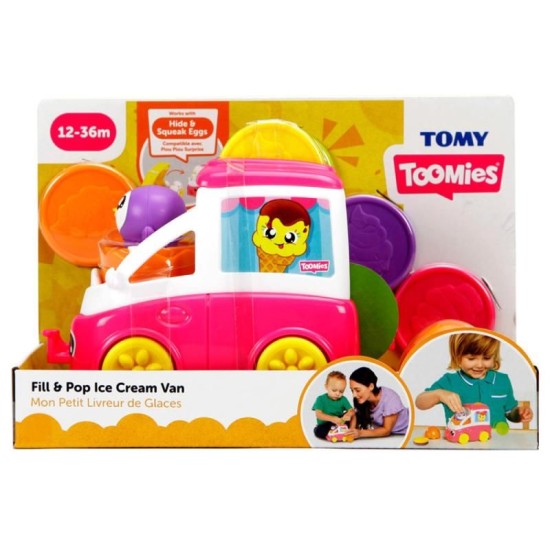 Tomy Toomies - Fill & Pop Snack Trucks - Purple Egg & Blue Truck