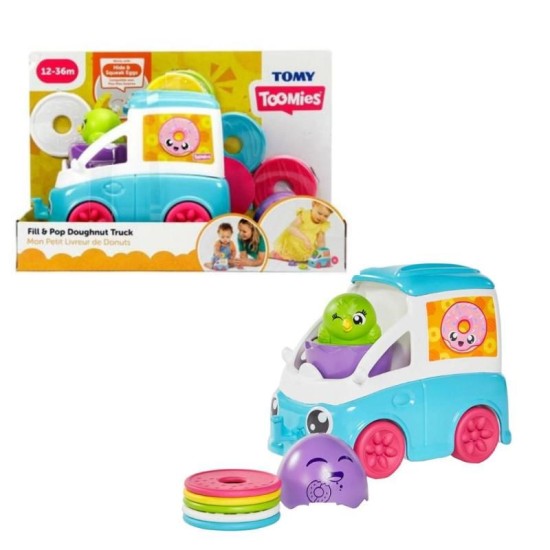 Tomy Toomies - Fill & Pop Snack Trucks - Purple Egg & Blue Truck