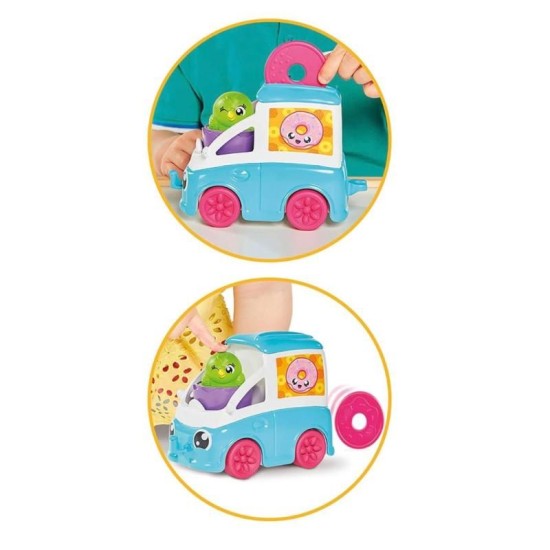 Tomy Toomies - Fill & Pop Snack Trucks - Purple Egg & Blue Truck