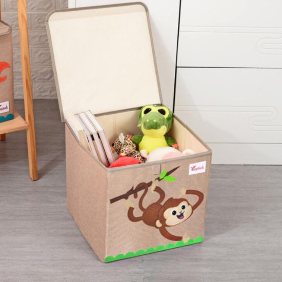 Storage Box Small Linen - Monkey