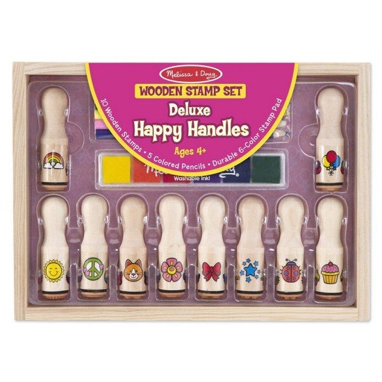 Melissa & Doug Deluxe Happy Handles Wooden Stamp Set