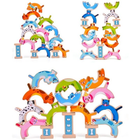 Wooden Puppy Stacking Games 