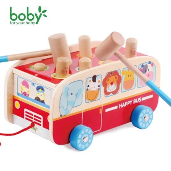 Boby Wooden Animal Pounding Bus