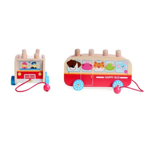 Boby Wooden Animal Pounding Bus