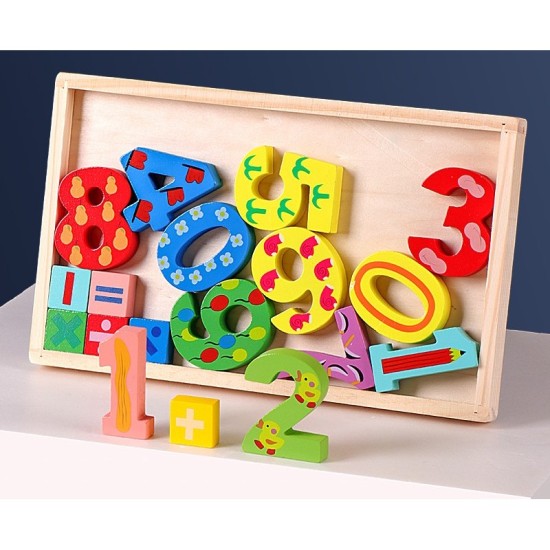 Wooden Numbers Blocks in Tray