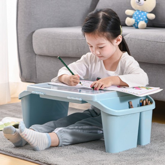 Plastic Study Table with Storage - Blue