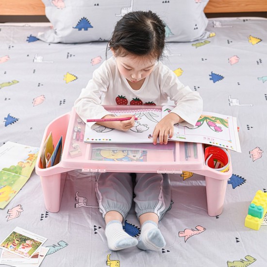 Plastic Study Table with Storage - Pink