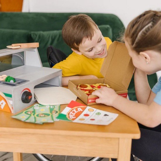 Melissa & Doug Top & Bake Pizza Counter - Wooden Play Food