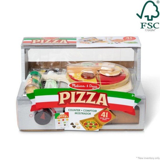 Melissa & Doug Top & Bake Pizza Counter - Wooden Play Food