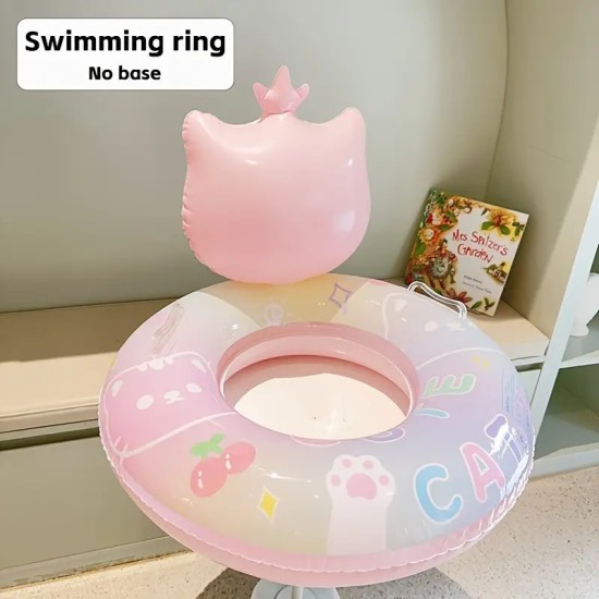  Cartoon Car Shaped Swimming Ring, PVC Material Inflatable Water Floating Ring, For Children Summer Beach And Water Sports Training