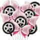 12pcs, Pink Bow Car Wheel Foil Balloons, Gender Reveal Party Balloon, Perfect For Baby Shower Birthday & Celebration Decorations