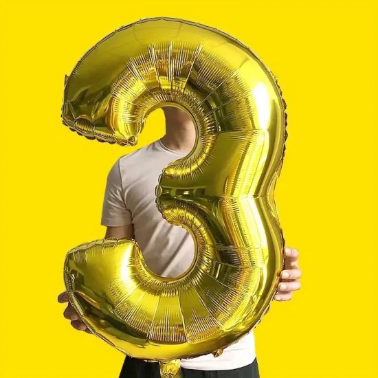 1pc, 81.28 Cm Golden Number Foil Balloons, Number Balloons