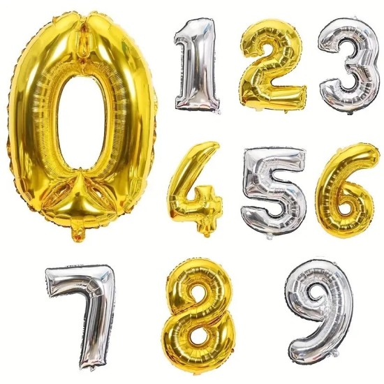 1pc, 81.28 Cm Golden Number Foil Balloons, Birthday Party Decor Supplies, Number Balloons