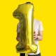 1pc, 81.28 Cm Golden Number Foil Balloons, Birthday Party Decor Supplies, Number Balloons