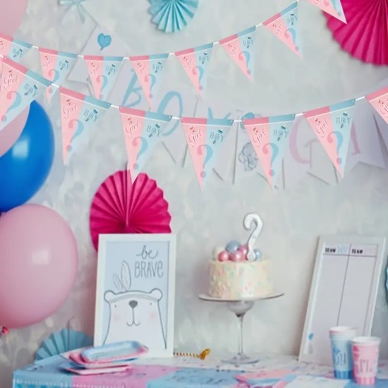 Gender Reveal Party Balloon Pull Flag Decor Set - Celebrate Your Gender with Festive Balloons and Fun Flag Decorations