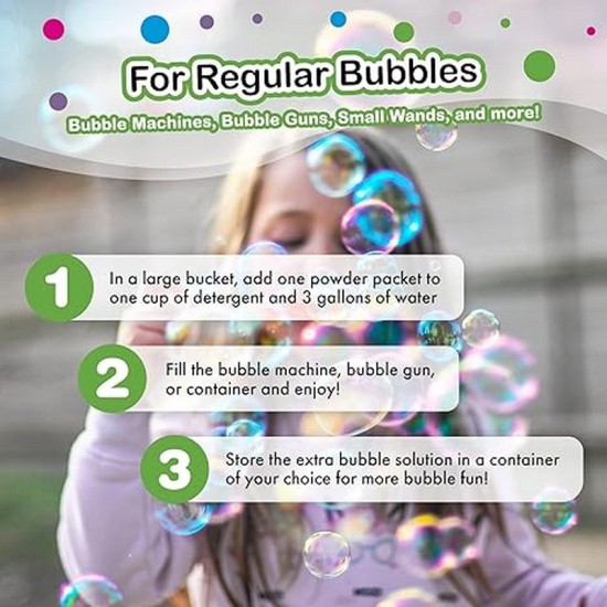 WOWMAZING Big Bubble Refill Powder Mix (6 Packets) - Turns Dish Detergent into Giant Bubbles. Makes 6 GALLONS! - Made in USA