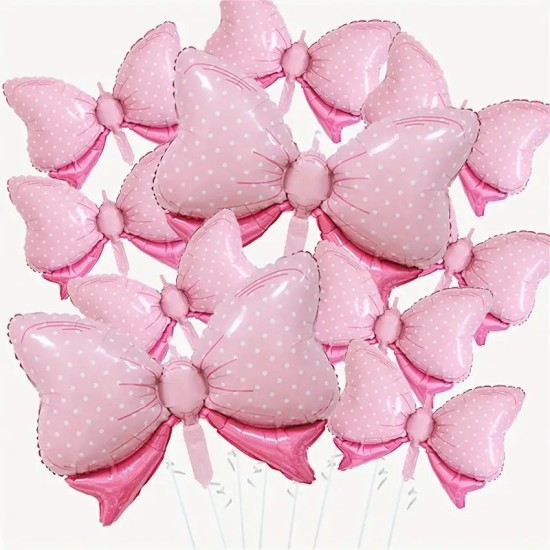 10pcs Bow Balloons Mouse Theme Party Decoration Bow Foil Balloons Giant Bow Balloons For Wedding Bridal Shower Gender Reveal Balloons Birthday Party Decorations Supplies, 2 Sizes Balloons