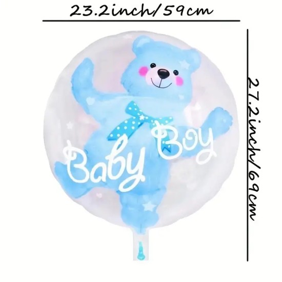 Blue  Bubble Ball In Ball Bear Ball Bear Foil Balloons 