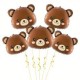 Bear Head Balloons Brown Bear Animal Foil Balloons for Baby Kids Jungle Birthday Party Decoration Supplies Baby Shower - 5pcs set