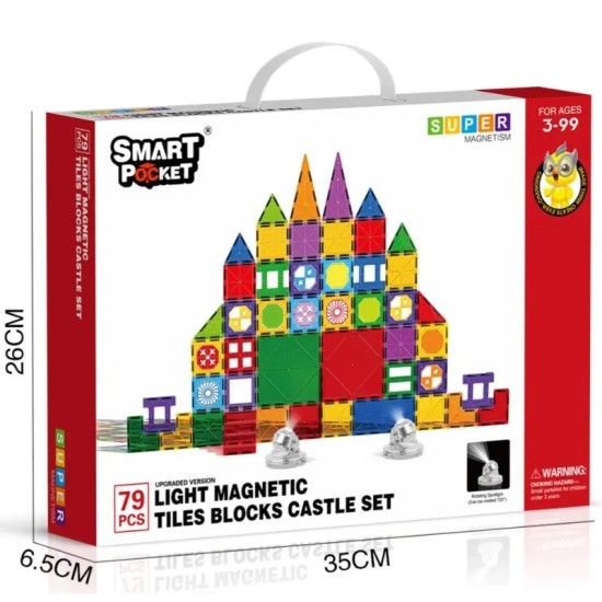 Lights Magnetic Piece Castle Set 79Pcs- Upgraded Version