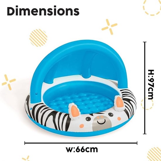 BESTWAY-38" X H26"/Φ97CM X H66CM SAFARI SUN SHADED BABY POOL (Contents:1 pool, repair patch) Age 2+