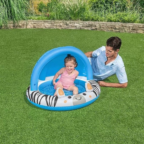 BESTWAY-38" X H26"/Φ97CM X H66CM SAFARI SUN SHADED BABY POOL (Contents:1 pool, repair patch) Age 2+