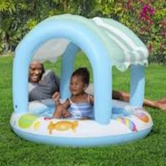 BESTWAY Φ41" X H33"/Φ1.04M X H84CM SWEET SHOPPE SHADED KIDDIE POOL (1 pool, repair patch) Age 2+