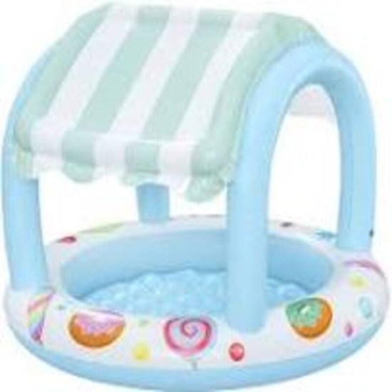 BESTWAY Φ41" X H33"/Φ1.04M X H84CM SWEET SHOPPE SHADED KIDDIE POOL (1 pool, repair patch) Age 2+