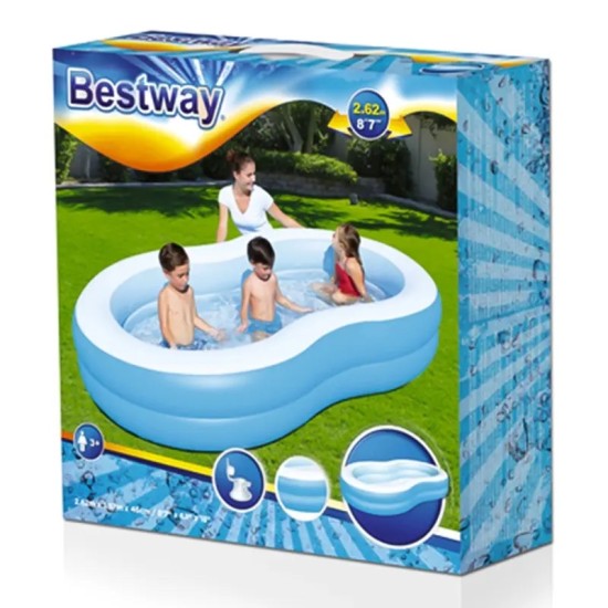 BESTWAY8'7" X 62" X 18"/2.62M X 1.57M X 46CM THE BIG LAGOON FAMILY POOL (Contents:1 pool,repair patch) Age 3+