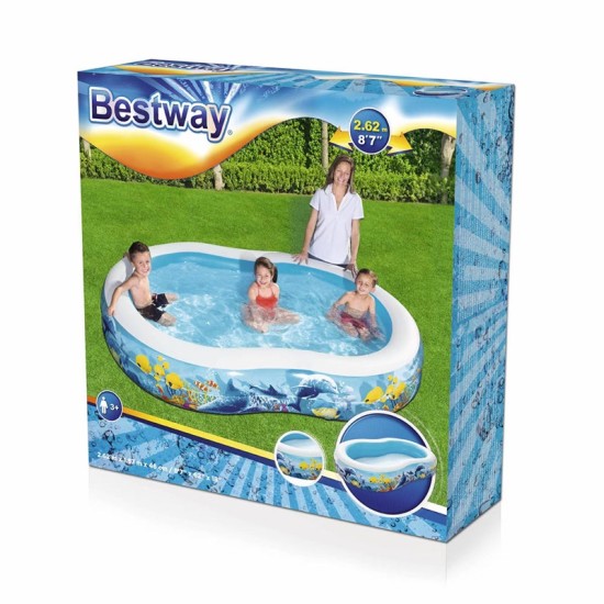 BESTWAY8'7" X 62" X 18"/2.62M X 1.57M X 46CM PLAY POOL (Contents:1 pool,repair patch) Age 3+